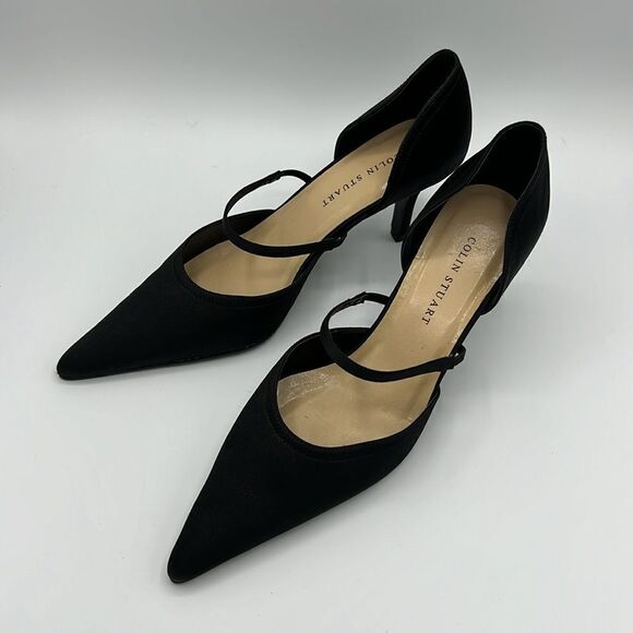 Colin Stuart Black High Heels Pointed Toes with Front Strap Size 8 B17B - Picture 3 of 8